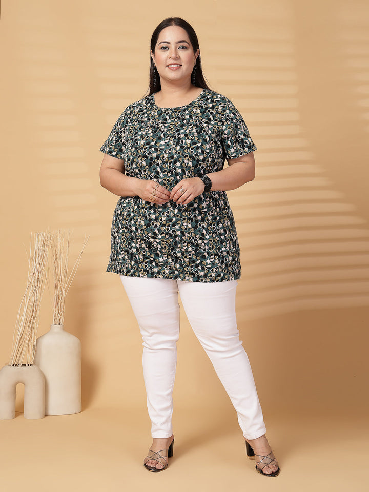 Plus Size Women Floral Printed T-shirt
