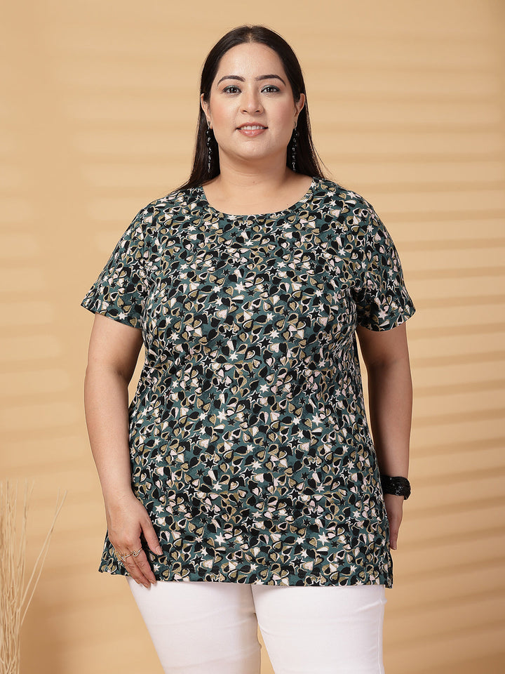 Plus Size Women Floral Printed T-shirt