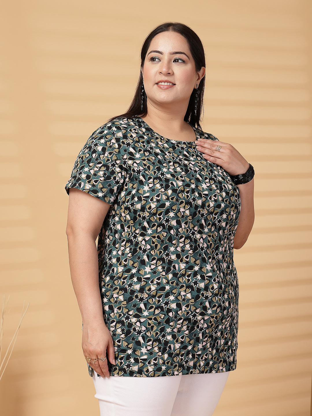 Plus Size Women Floral Printed T-shirt