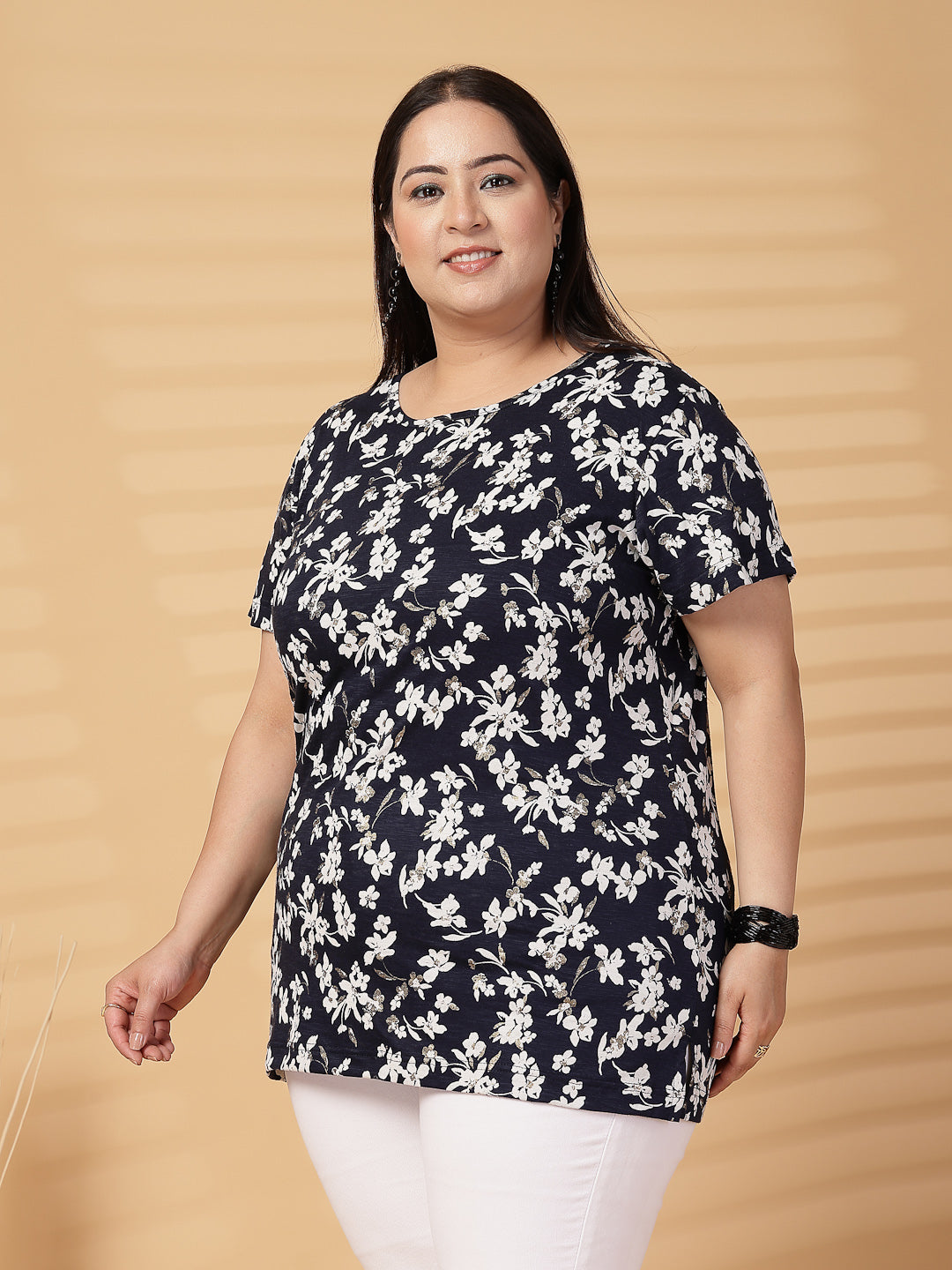 Plus Size Women Floral Printed T-shirt