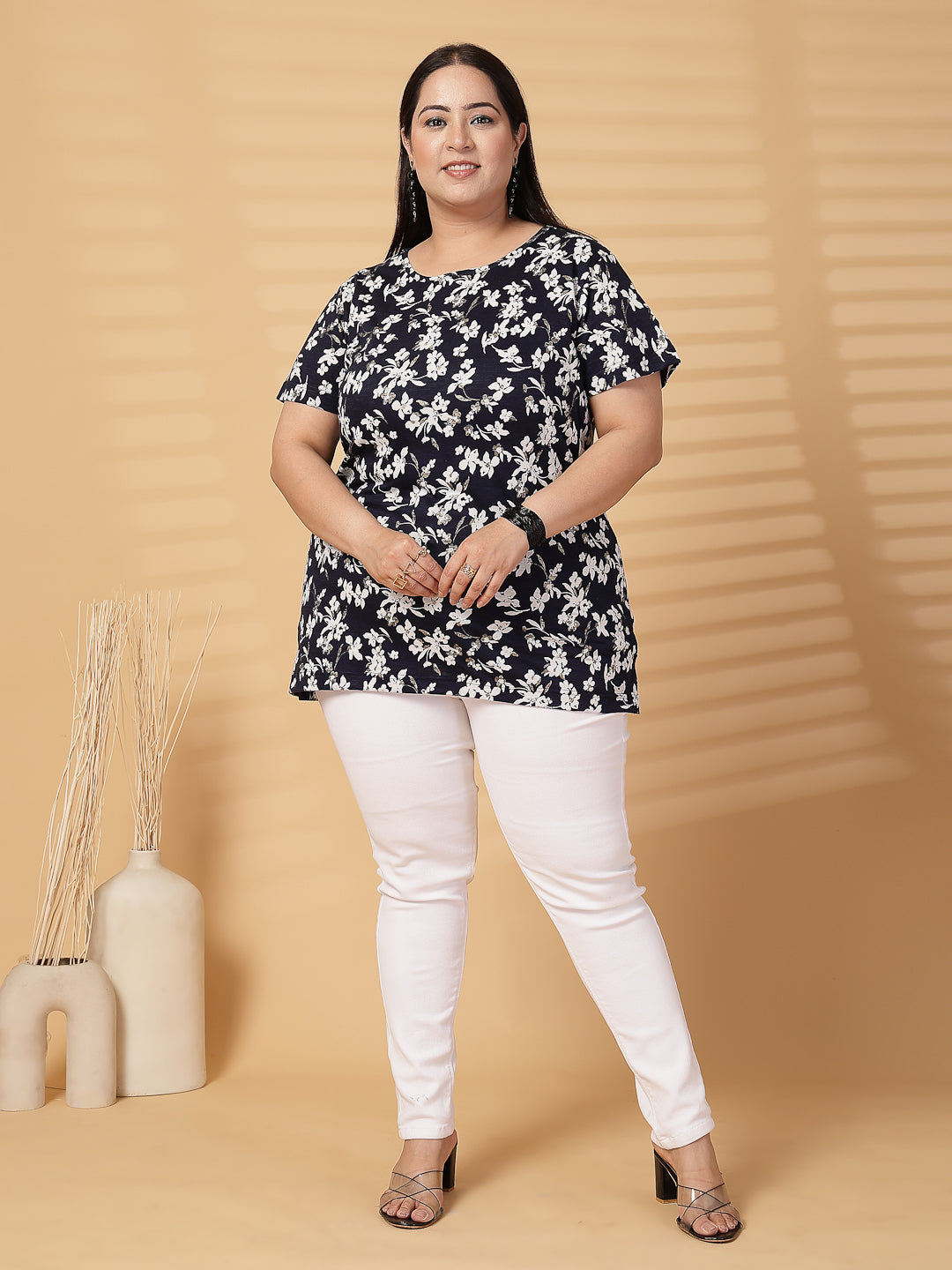 Plus Size Women Floral Printed T-shirt