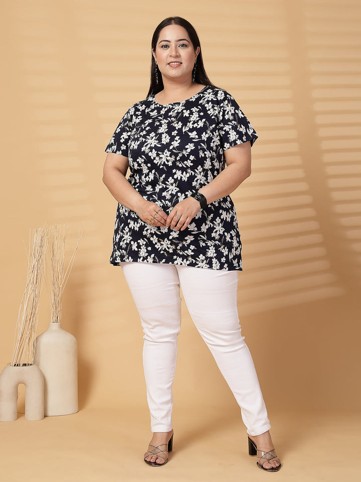Plus Size Women Floral Printed T-shirt