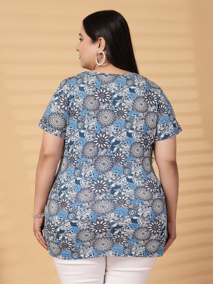 Plus Size Women Floral Printed T-shirt