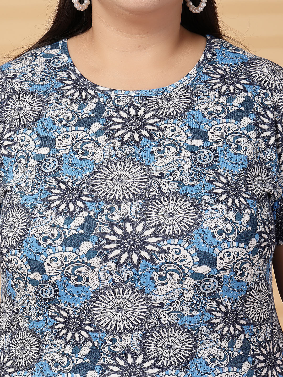 Plus Size Women Floral Printed T-shirt