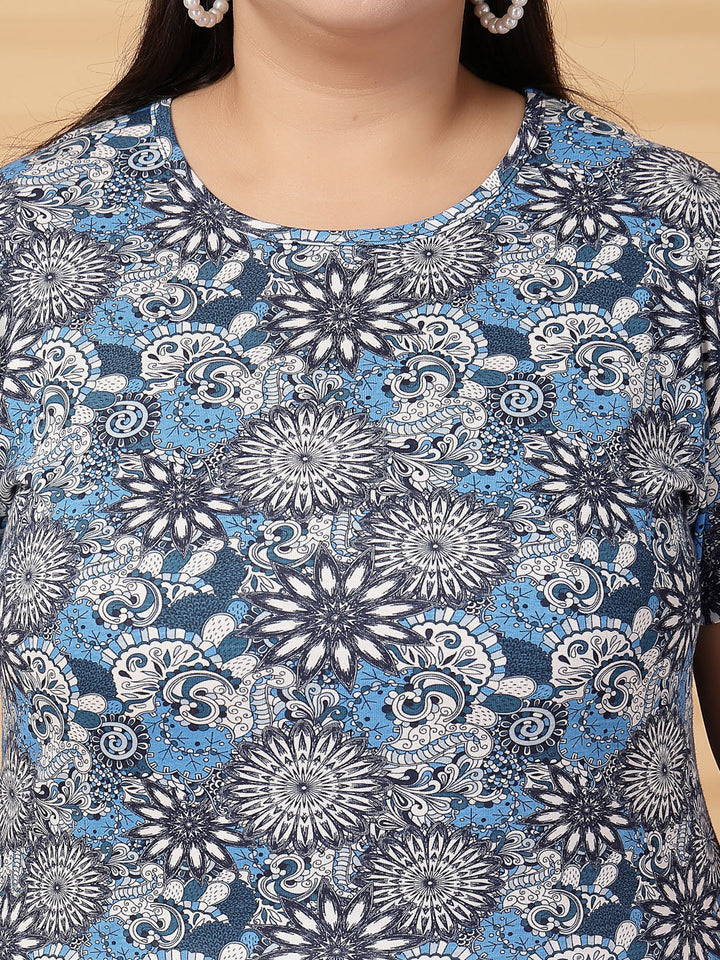 Plus Size Women Floral Printed T-shirt