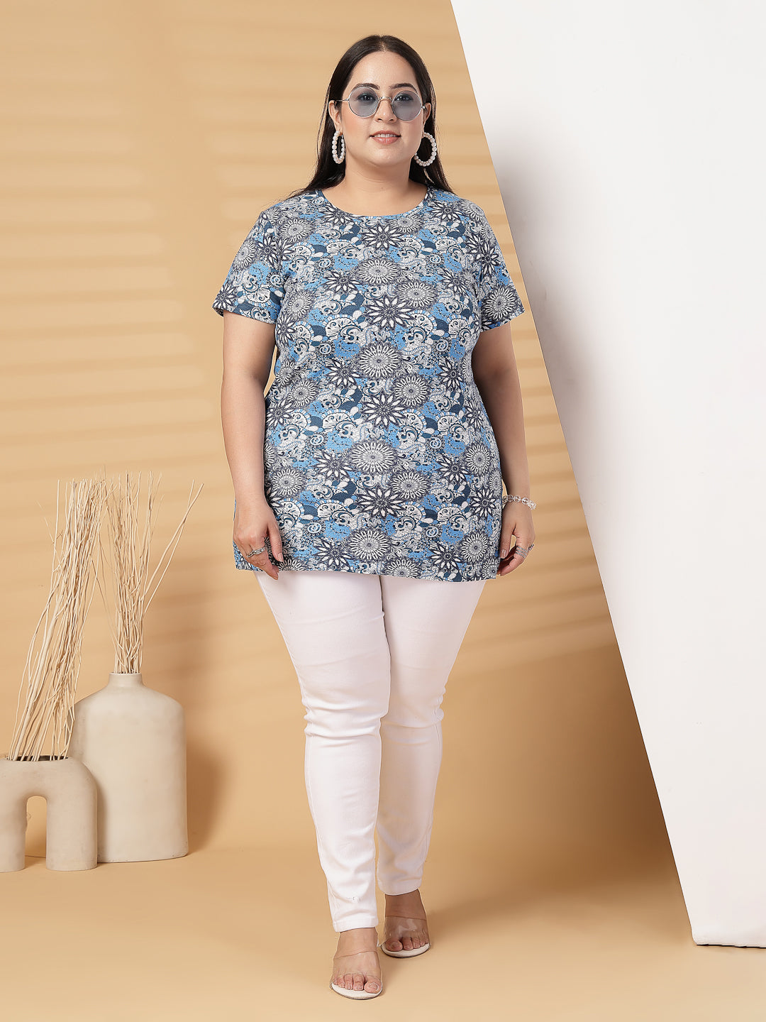 Plus Size Women Floral Printed T-shirt