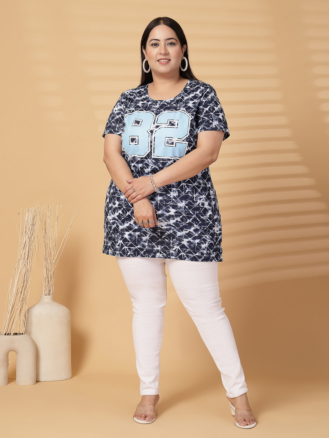 Plus Size Women Varsity Printed T-shirt