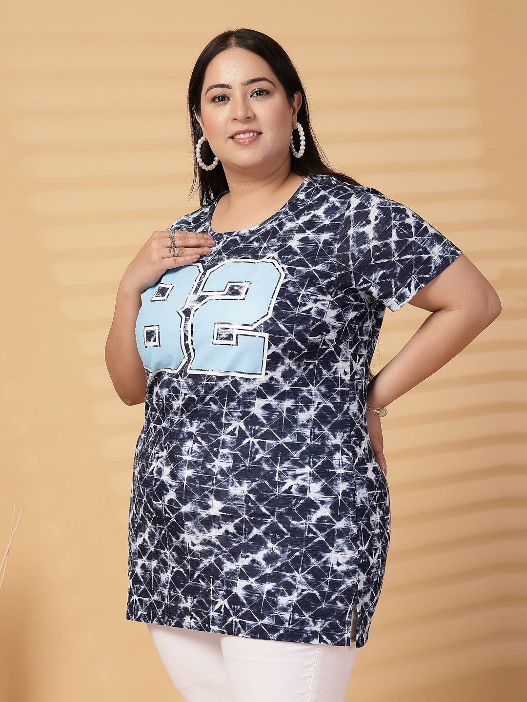 Plus Size Women Varsity Printed T-shirt