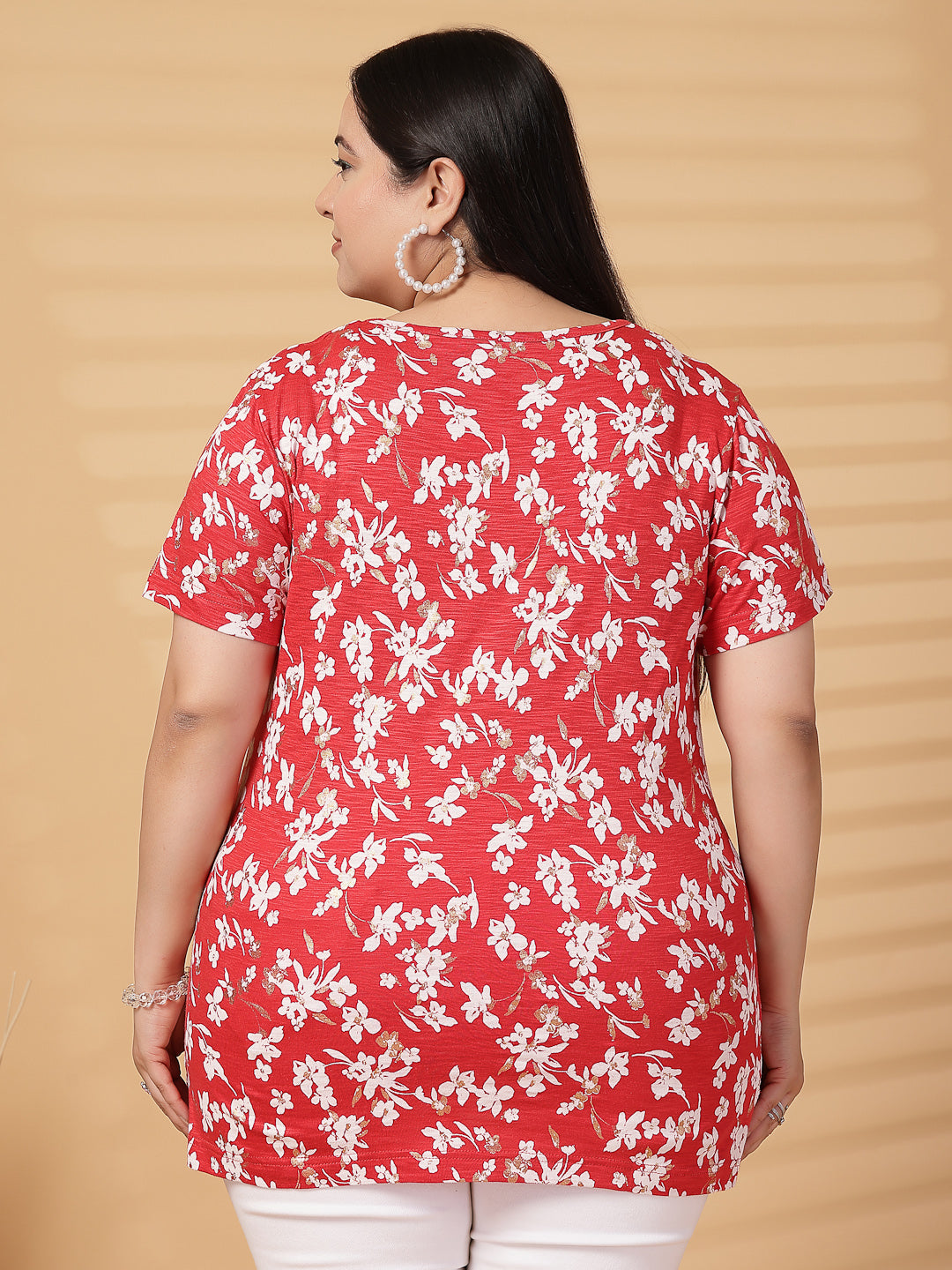 Plus Size Women Floral Printed T-shirt