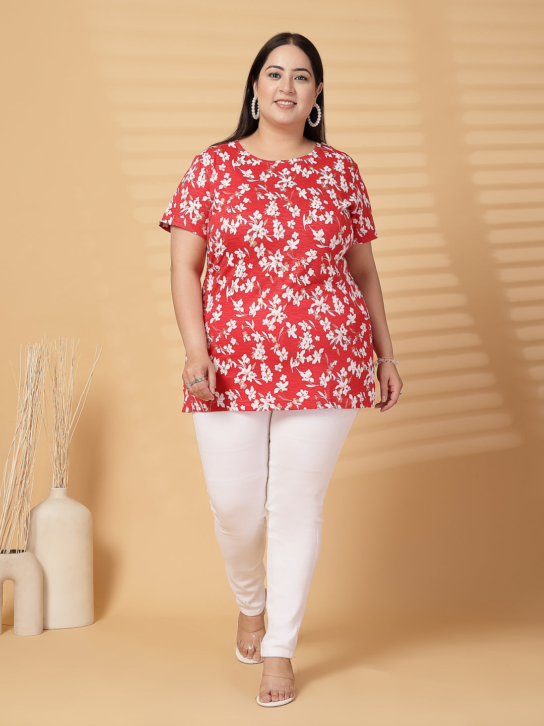 Plus Size Women Floral Printed T-shirt