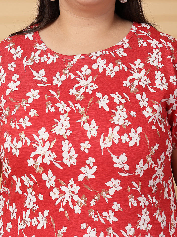 Plus Size Women Floral Printed T-shirt