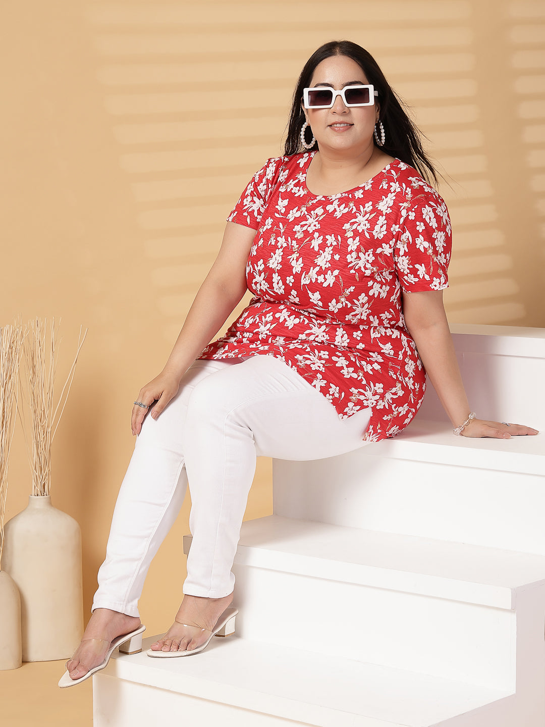 Plus Size Women Floral Printed T-shirt