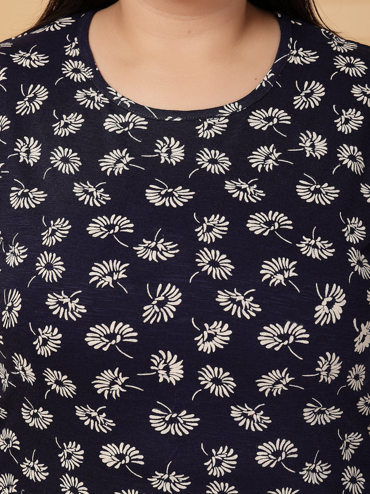 Plus Size Women Floral Printed T-shirt