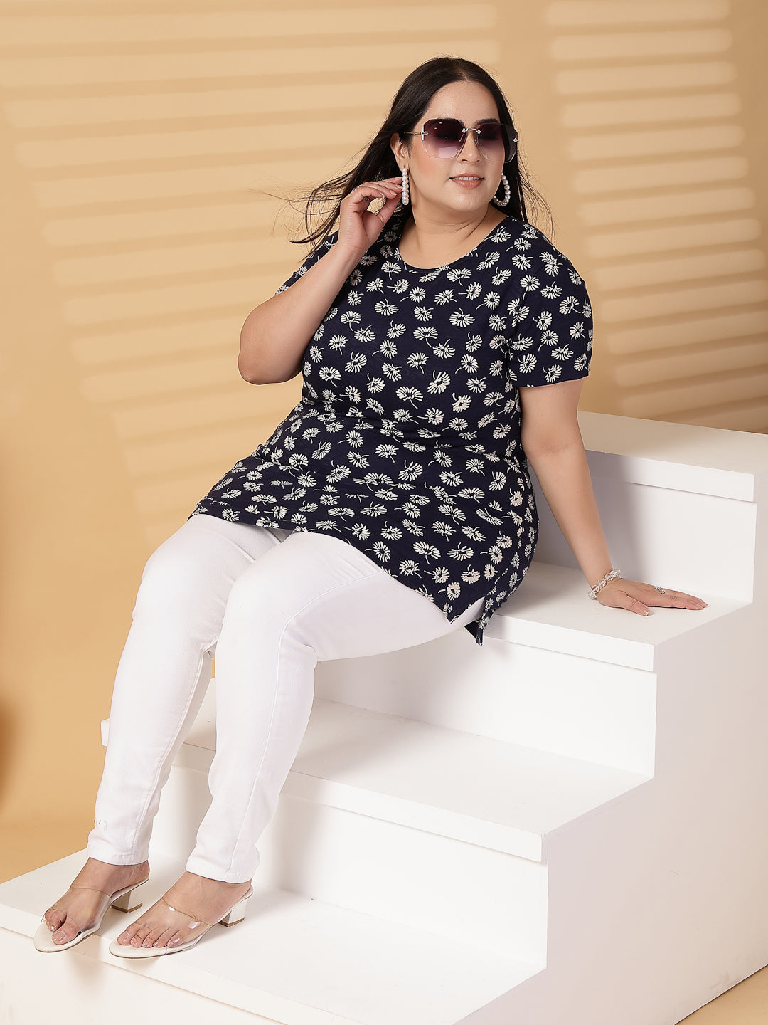 Plus Size Women Floral Printed T-shirt