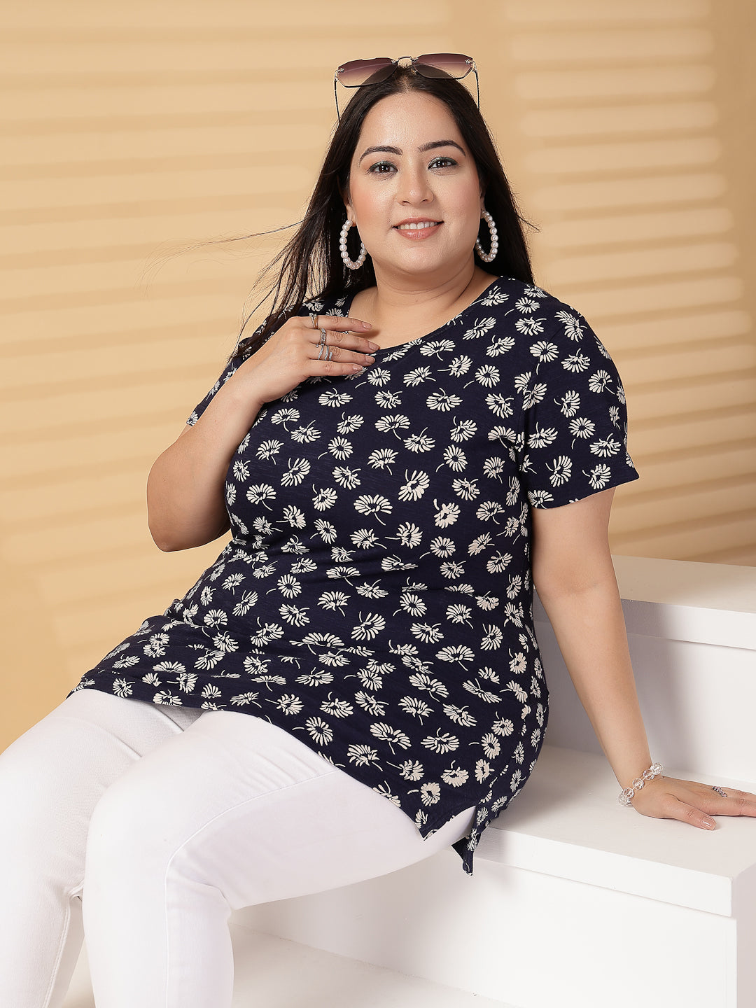 Plus Size Women Floral Printed T-shirt