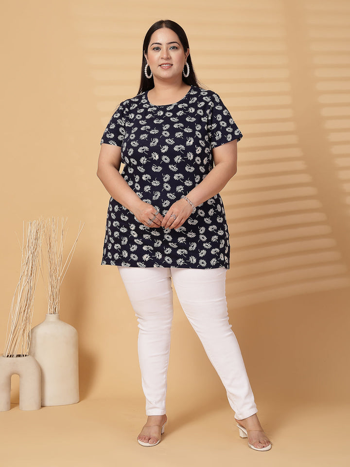 Plus Size Women Floral Printed T-shirt