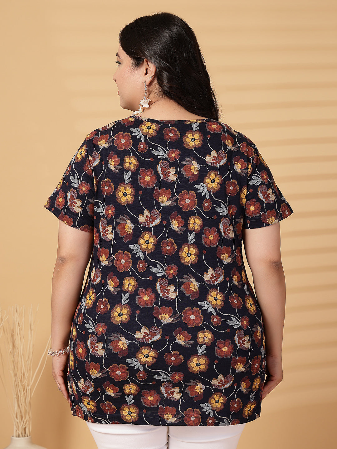Plus Size Women Floral Printed T-shirt