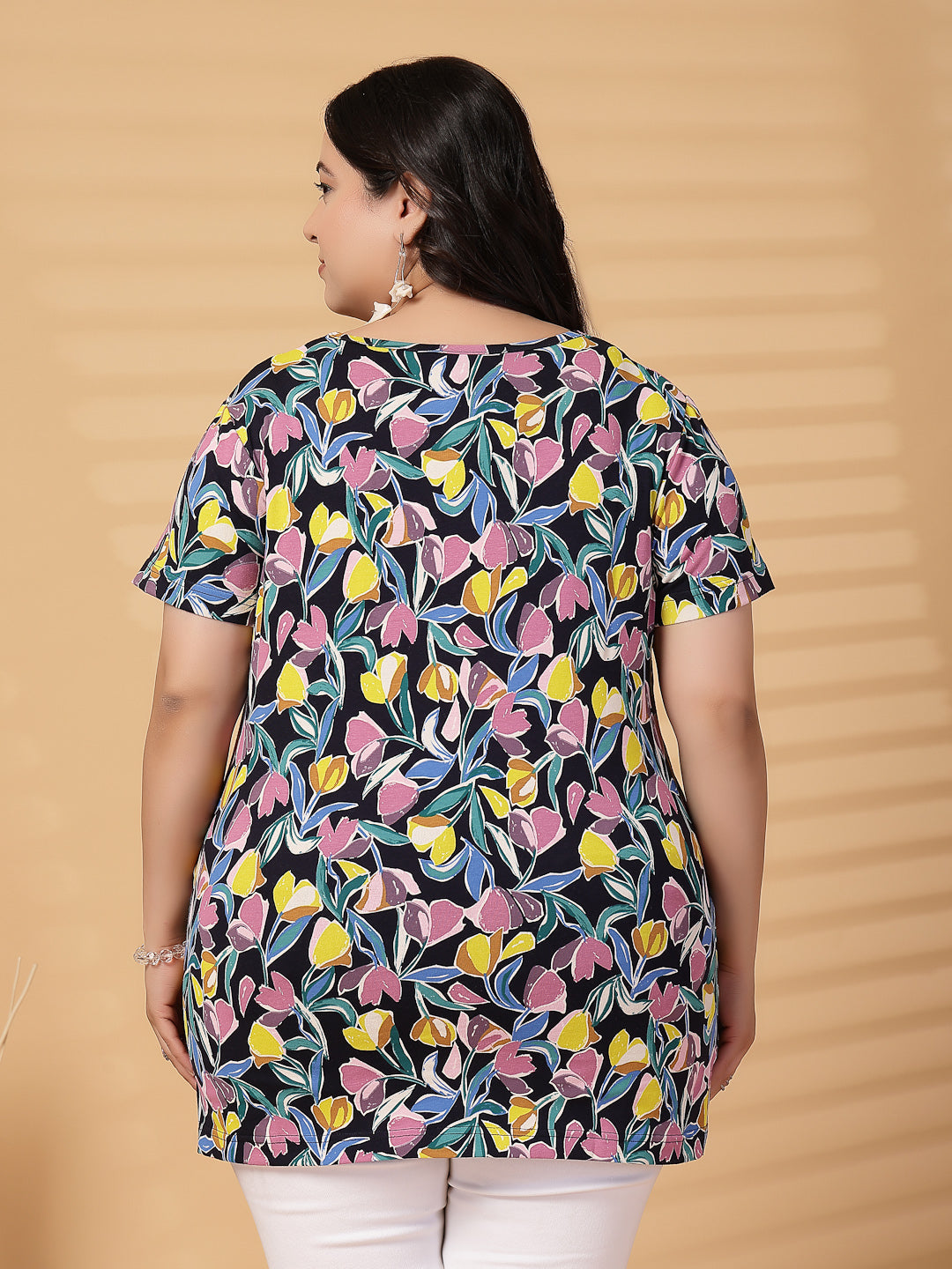 Plus Size Women Floral Printed T-shirt