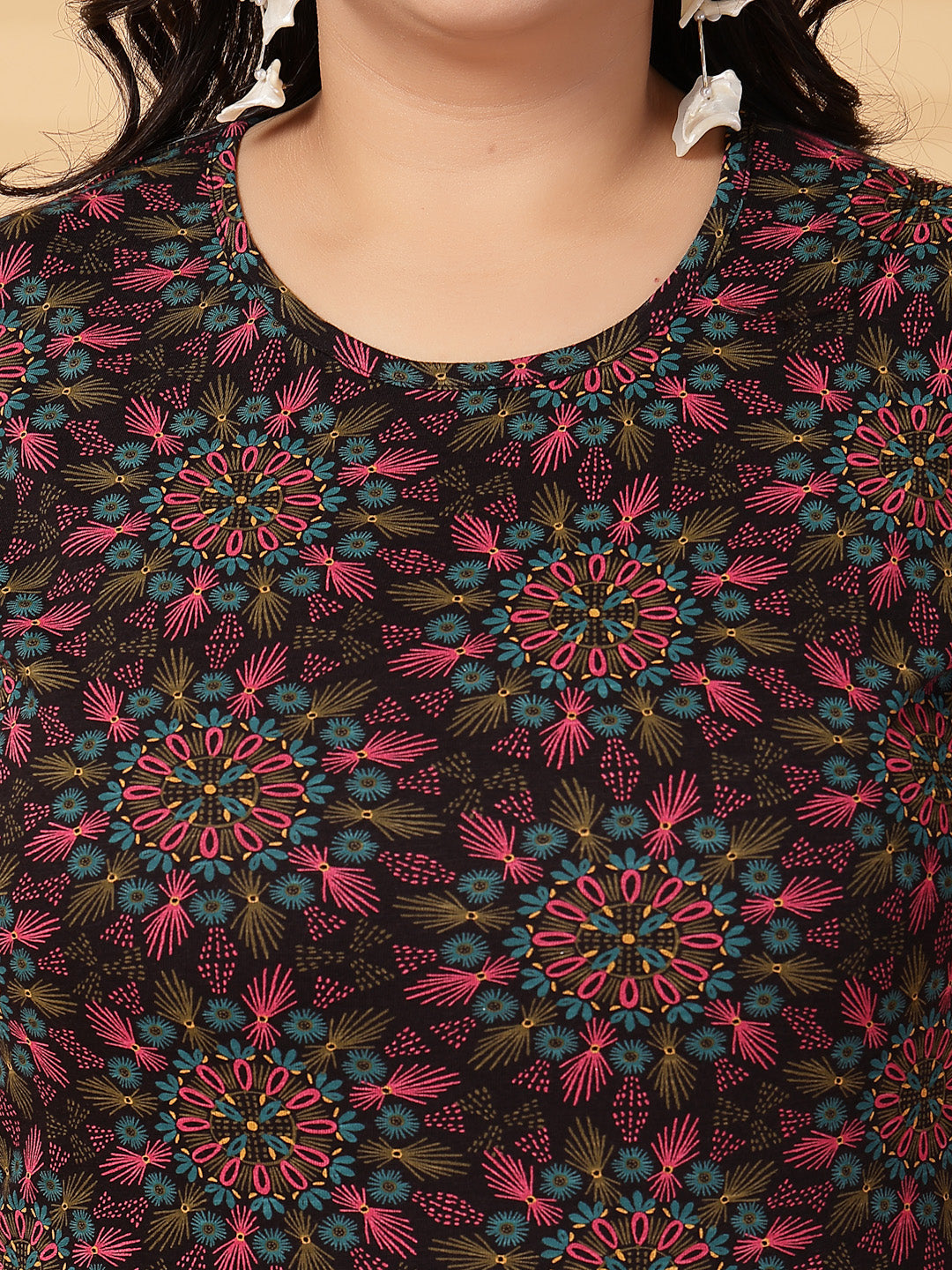 Plus Size Women Floral Printed T-shirt