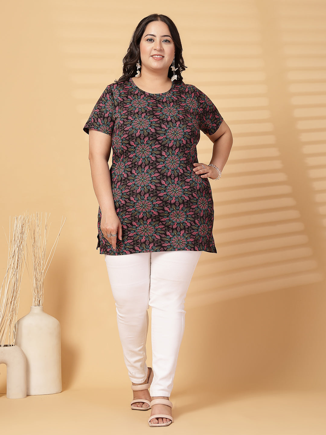 Plus Size Women Floral Printed T-shirt