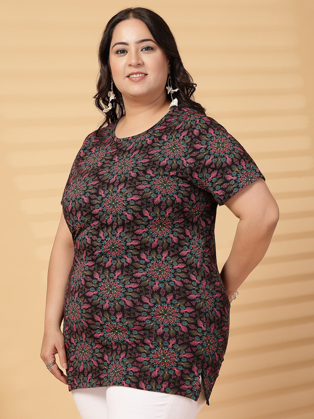 Plus Size Women Floral Printed T-shirt