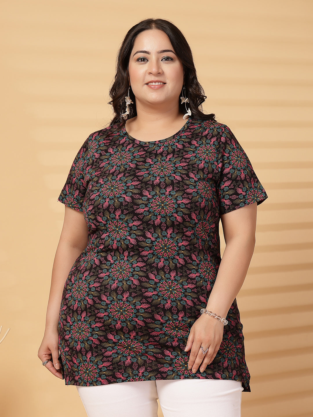 Plus Size Women Floral Printed T-shirt