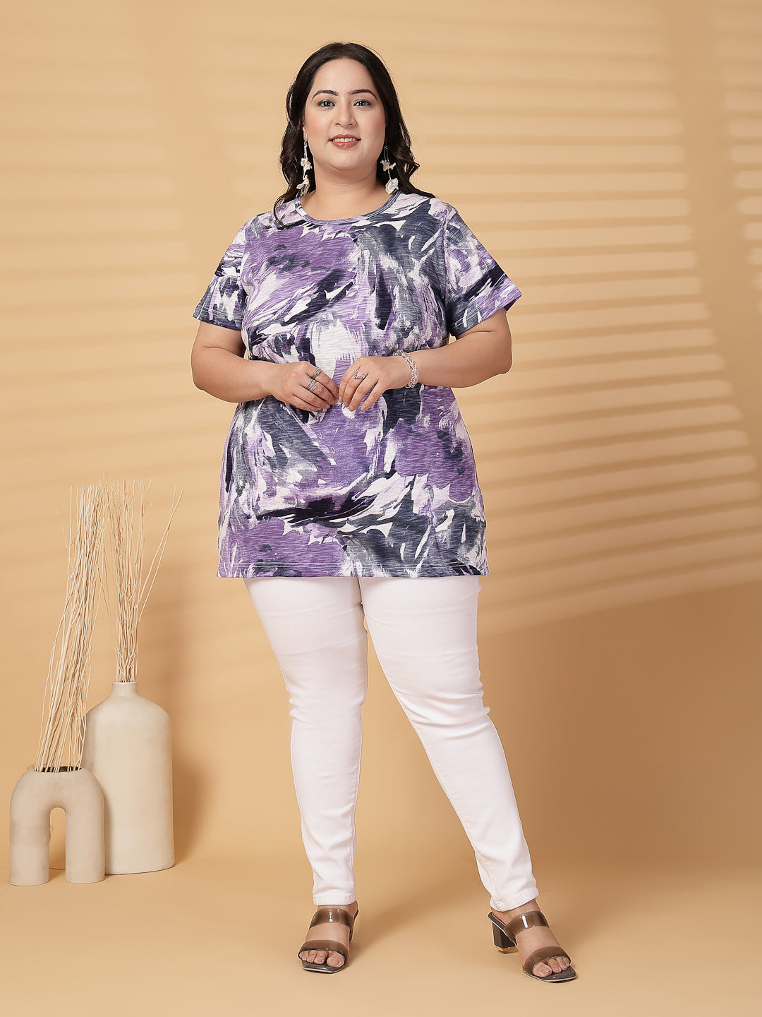 Plus Size Women Tie and Dye Printed T-shirt