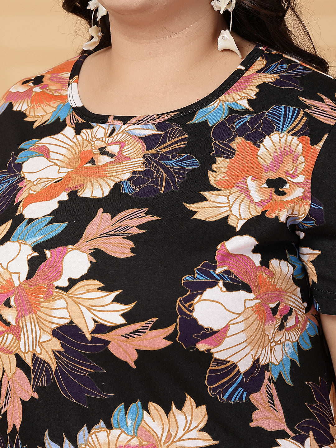 Plus Size Women Floral Printed T-shirt