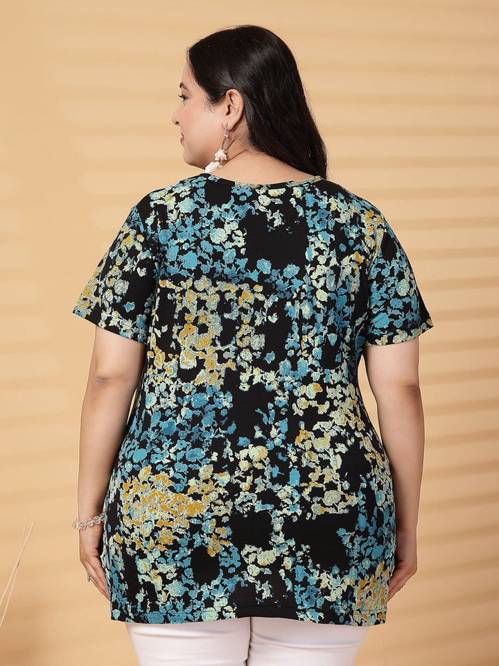 Plus Size Women Floral Printed T-shirt