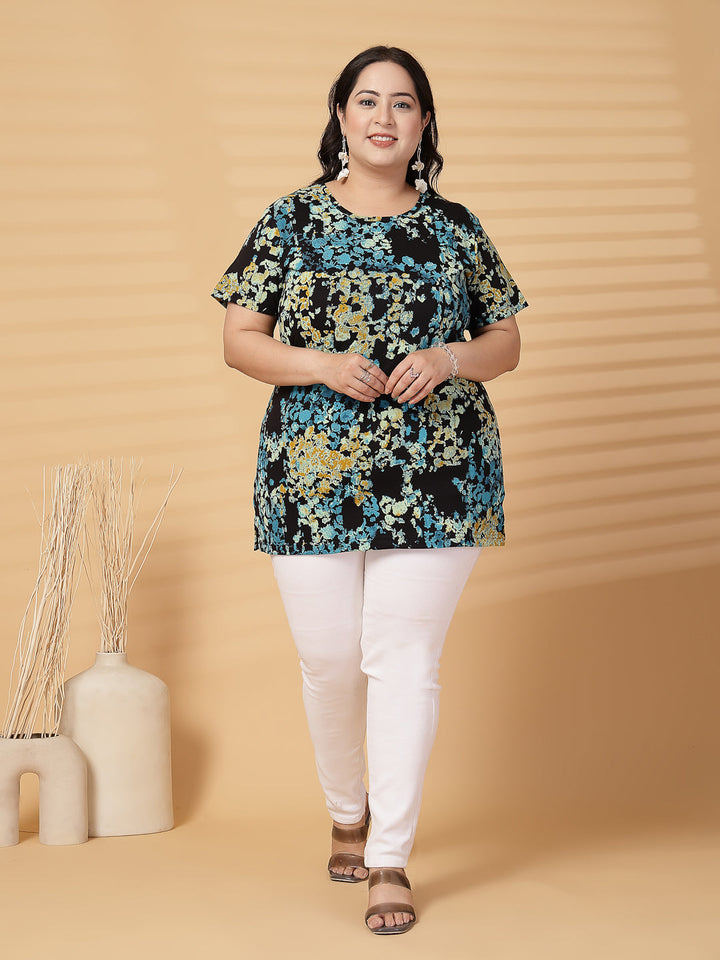 Plus Size Women Floral Printed T-shirt