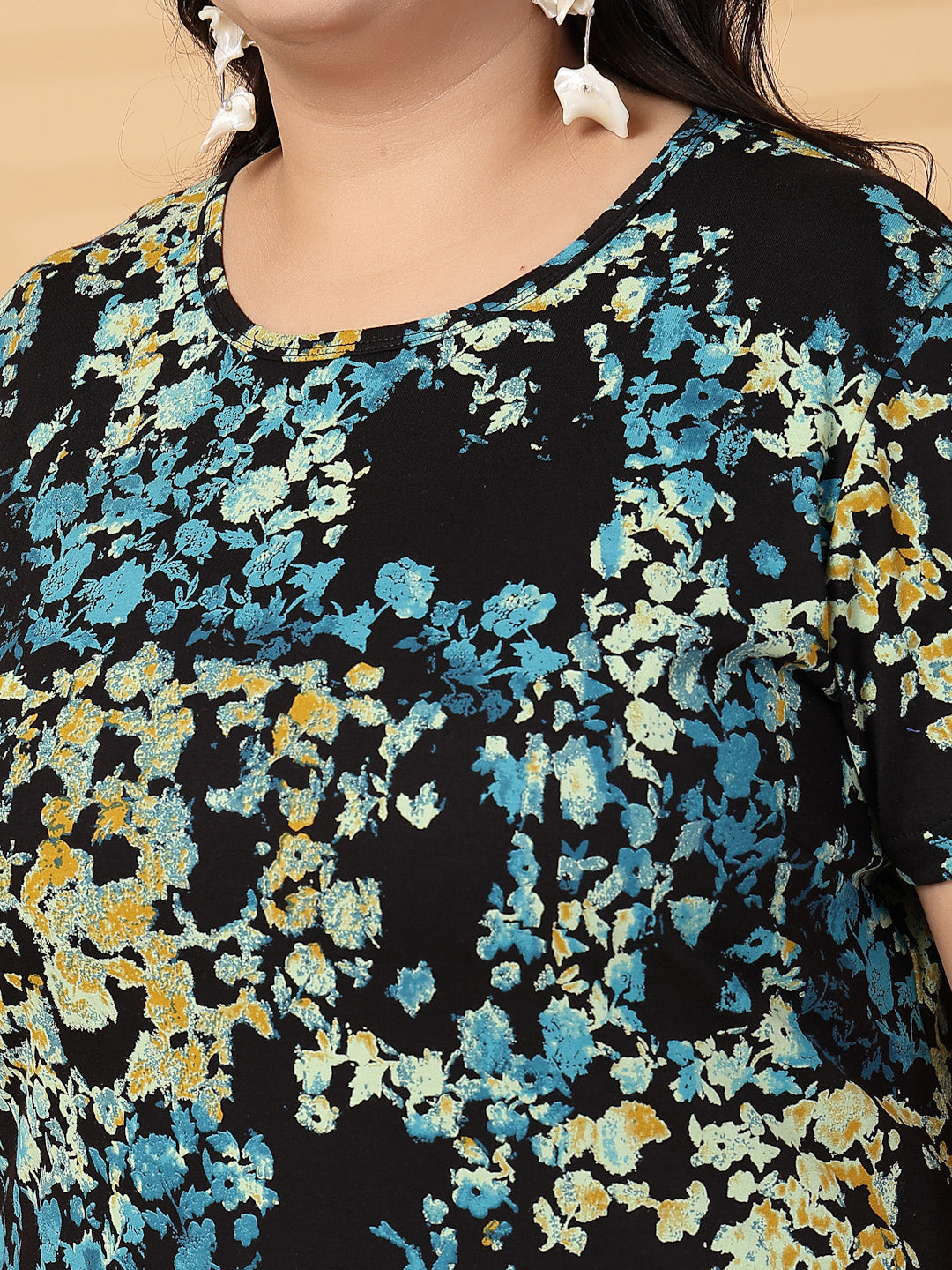 Plus Size Women Floral Printed T-shirt