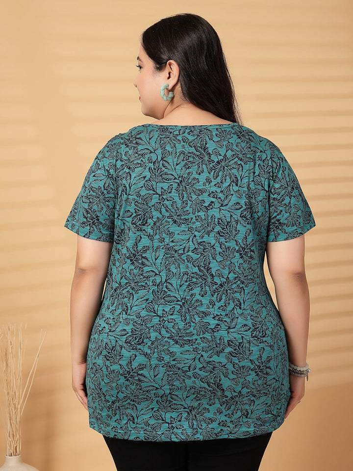 Plus Size Women Floral Printed T-shirt