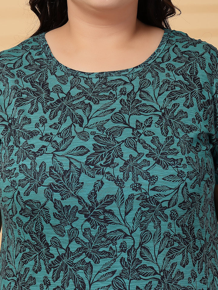 Plus Size Women Floral Printed T-shirt