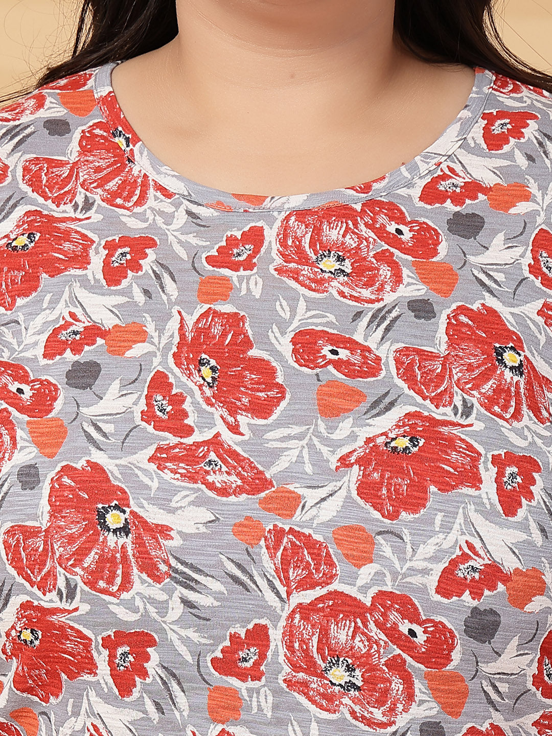 Plus Size Women Floral Printed T-shirt