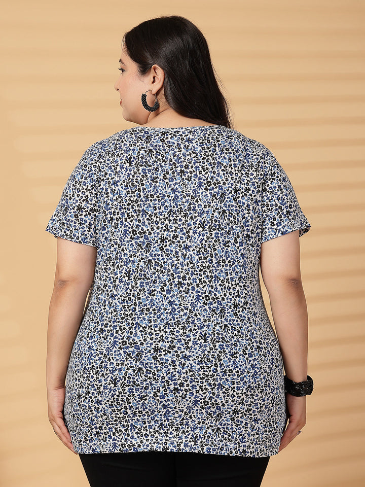 Plus Size Women Floral Printed T-shirt