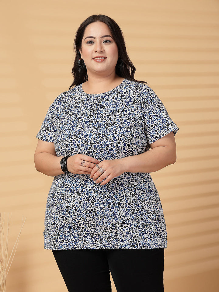 Plus Size Women Floral Printed T-shirt