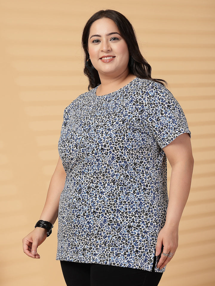 Plus Size Women Floral Printed T-shirt