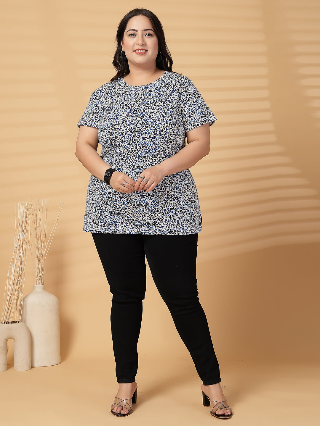 Plus Size Women Floral Printed T-shirt