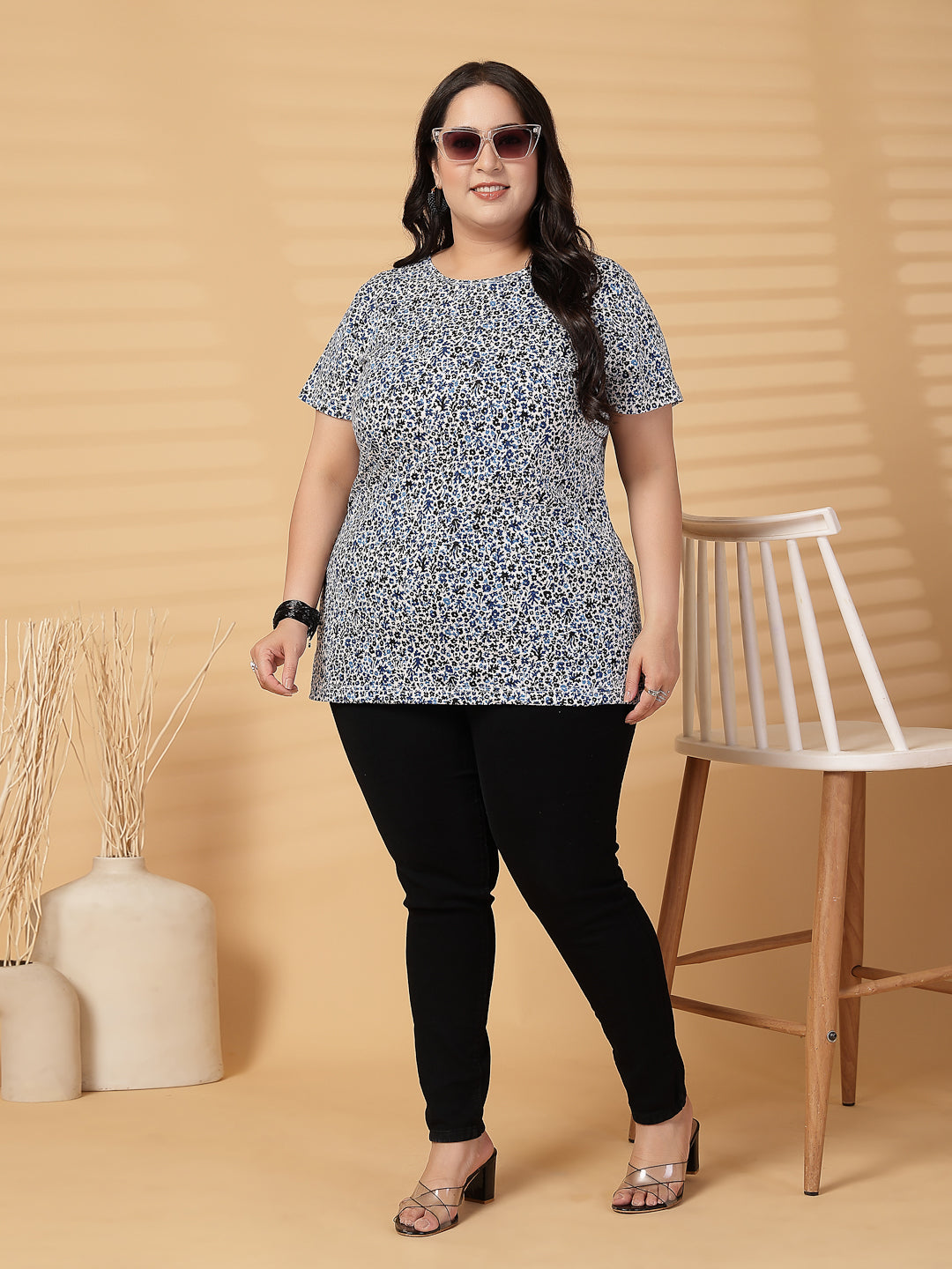 Plus Size Women Floral Printed T-shirt
