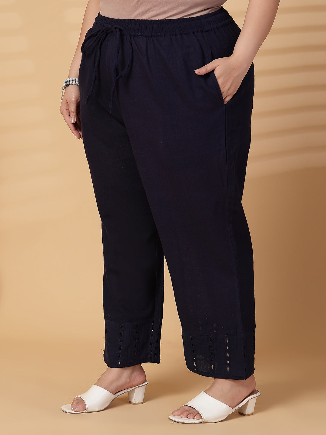Plus Size Women Flared Knitted Palazzos