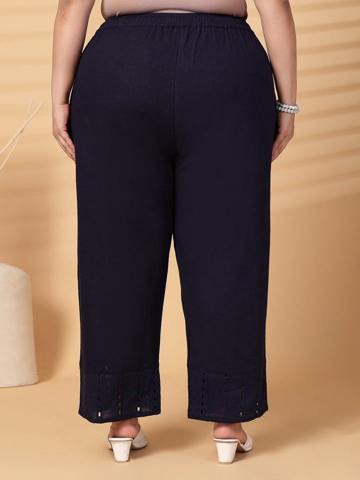 Plus Size Women Flared Knitted Palazzos