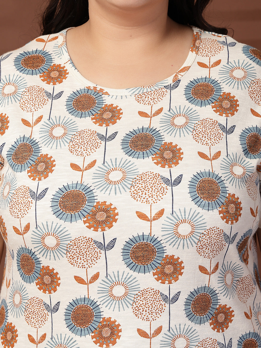 Plus Size Women Floral Printed T-shirt