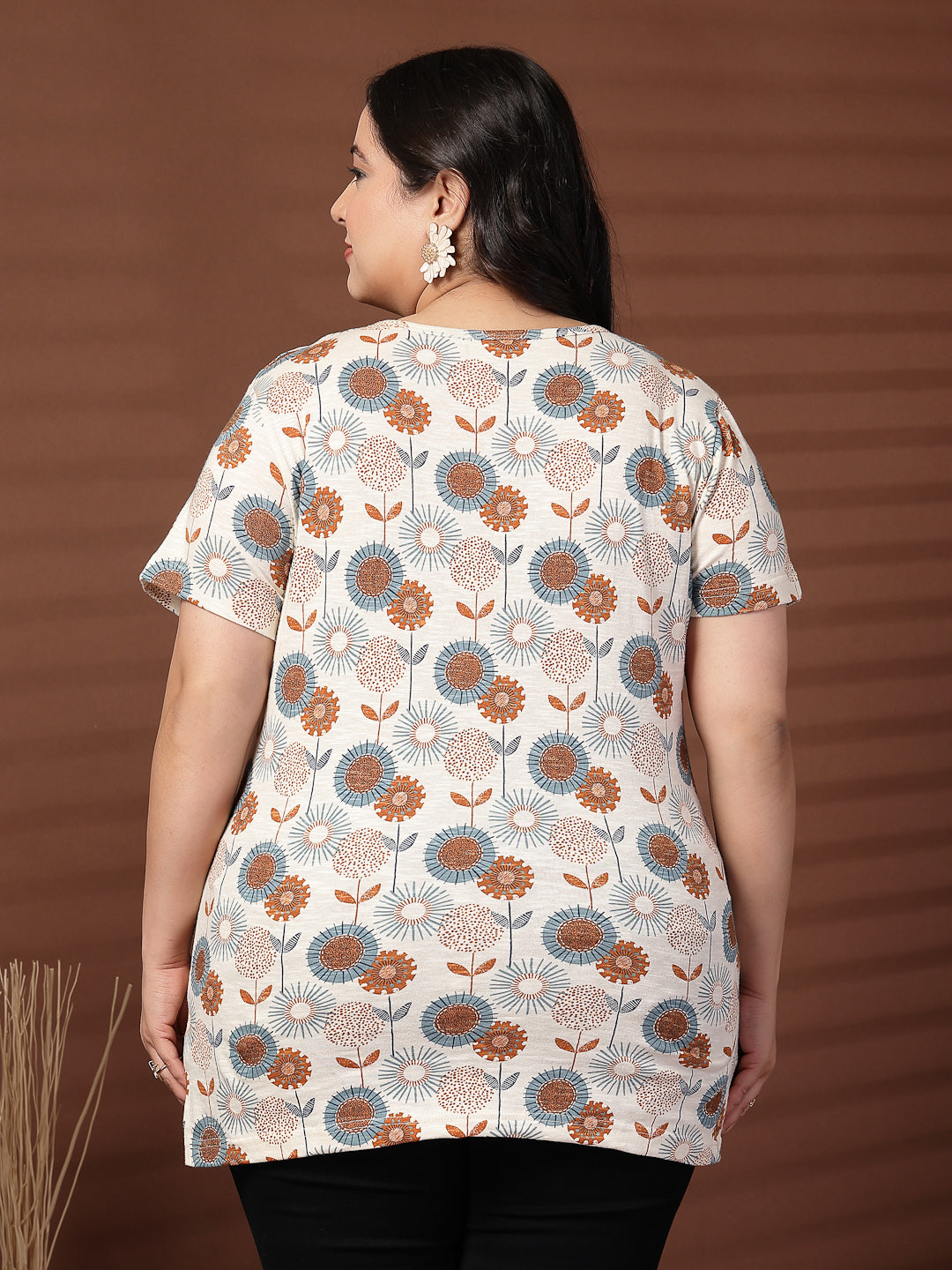 Plus Size Women Floral Printed T-shirt