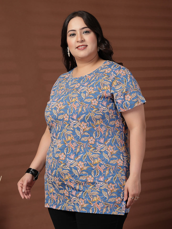 Plus Size Women Floral Printed T-shirt