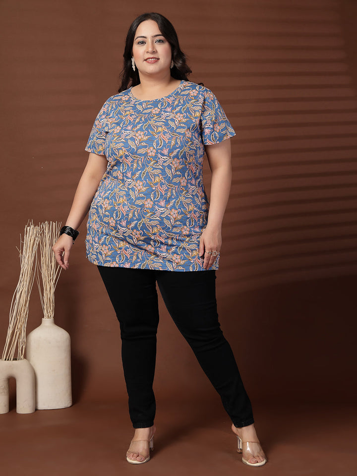 Plus Size Women Floral Printed T-shirt