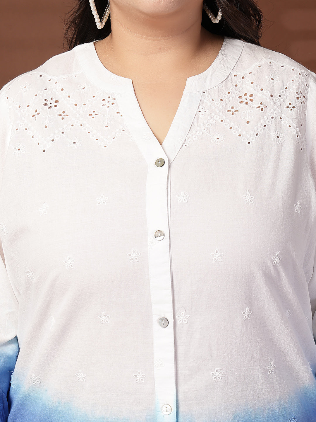 Plus Size Blue Cotton Top