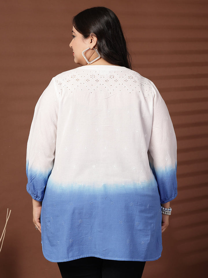 Plus Size Blue Cotton Top