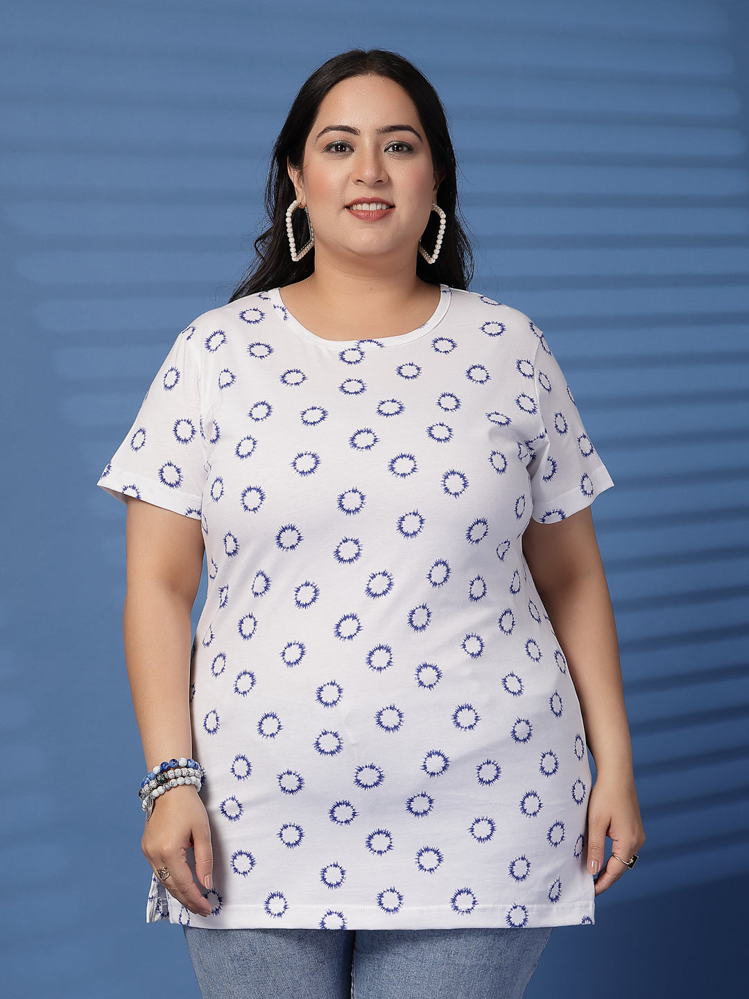 Plus Size Women Floral Printed T-shirt
