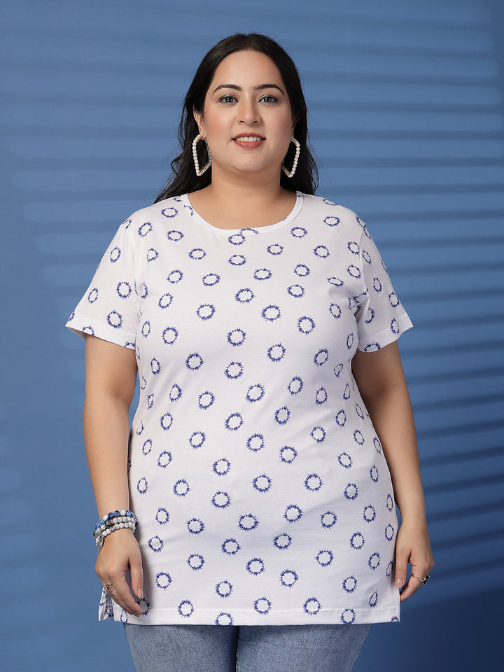 Plus Size Women Floral Printed T-shirt