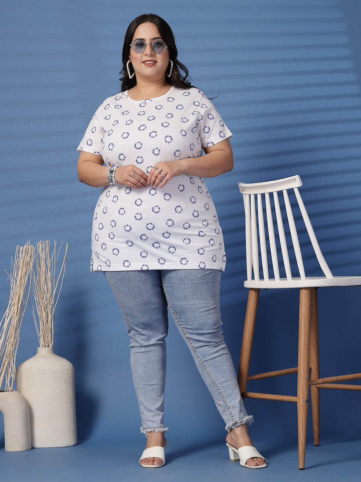 Plus Size Women Floral Printed T-shirt